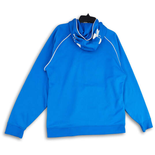 Womens Blue Long Sleeve Kangaroo Pockets Pullover Hoodie Size Large image number 2
