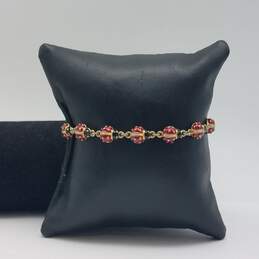 Joan Rivers Gold Tone Multi Color Ladybug Link 8" Bracelet 16.0g