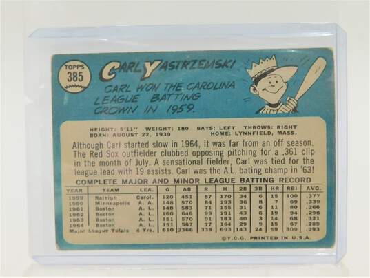 1965 HOF Carl Yastrzemski Topps #385 Boston Red Sox image number 2