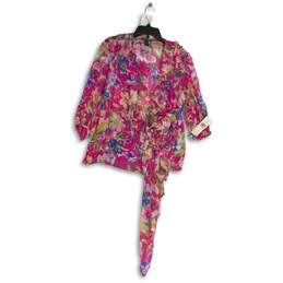 Lauren Ralph Lauren Womens Multicolor Floral Long Sleeve Wrap Blouse Top Size L