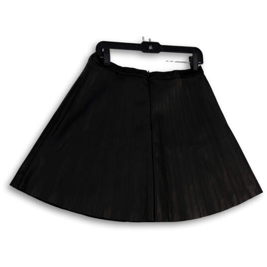 Womens Black Flat Front Stretch Back Zip Short A-Line Skirt Size 10 image number 2