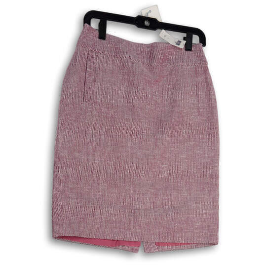 NWT Womens Pink Flat Front Back Zip Pocket Straight & Pencil Skirt Size 4 image number 1