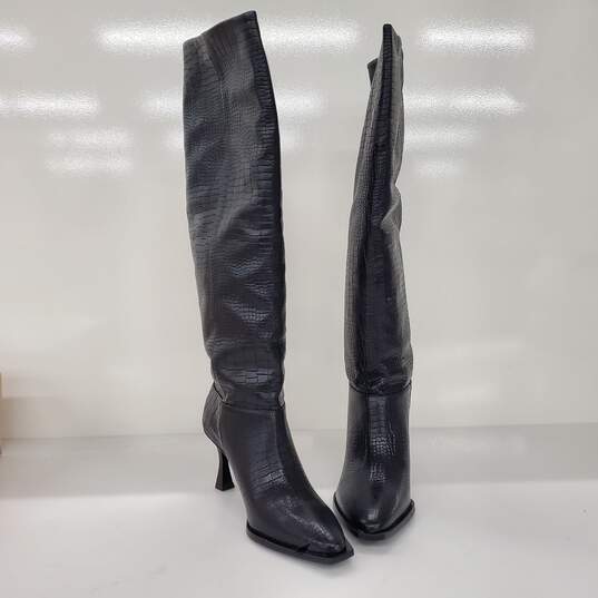 Vicenza Women's Soft Black Leather High Heel Boots Size 6 image number 2