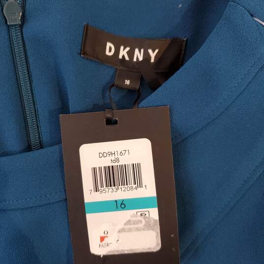 DKNY Teal Sleeveless Tie Waist Dress NWT Size 16 image number 2