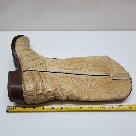 RUDEL Alligator Pattern Cowboy Boots Western Cream Leather Cross Men’s Sz 7 image number 4
