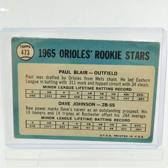 1965 Paul Blair/Davey Johnson Topps Rookie #473 Baltimore Orioles image number 3