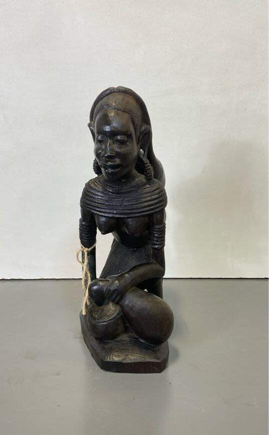 Wooden Sculpture Hand Carved African Woman Sculpture image number 1