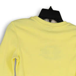 NWT Womens Yellow Long Sleeve Crew Neck Cropped Blouse Top Size Medium