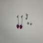 Designer Swarovski Silver-Tone Purple Heart Stone Drop Earrings With Box image number 2