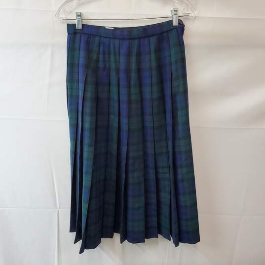 Pendleton Forest Green/ Navy Blue Pleated Wool Skirt image number 1