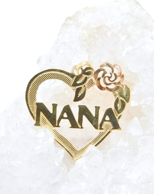 14K Yellow & Rose Gold Nana Flower Heart & Number One Pendants 0.6g image number 2