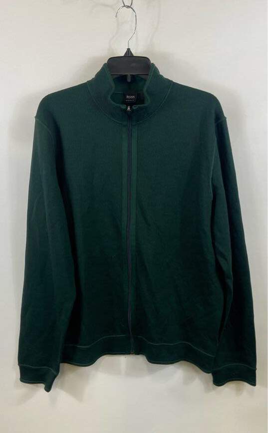 Hugo Boss Mens Green Long Sleeve Full-Zip Regular Fit Cardigan Sweater Size XL image number 1