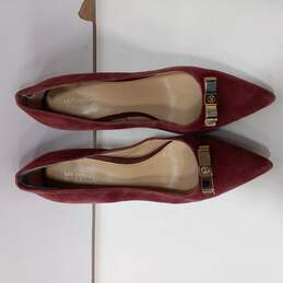 Michael Kors Red Pointed Suede Heels/Pumps With Golden Bow Women's Size 9M alternative image