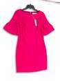 NWT Womens Purple Bell Sleeve Round Neck Back Zip Sheath Dress Size 2 image number 1