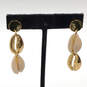 Designer J. Crew Gold-Tone Shell Push Back Fashionable Dangle Earrings image number 1