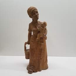 Hand Carved 17 Inch High  Mother with Child Wood  Stature