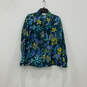 Womens Blue Floral Embroidered Collared Long Sleeve Button-Up Shirt Size 3 image number 1