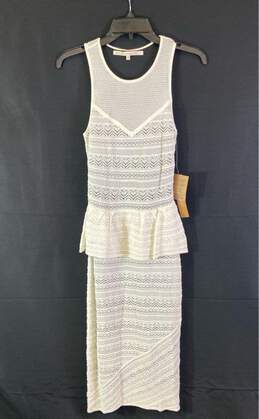 NWT Rachel Roy Womens White Lace Round Neck Sleeveless Bodycon Dress Size M
