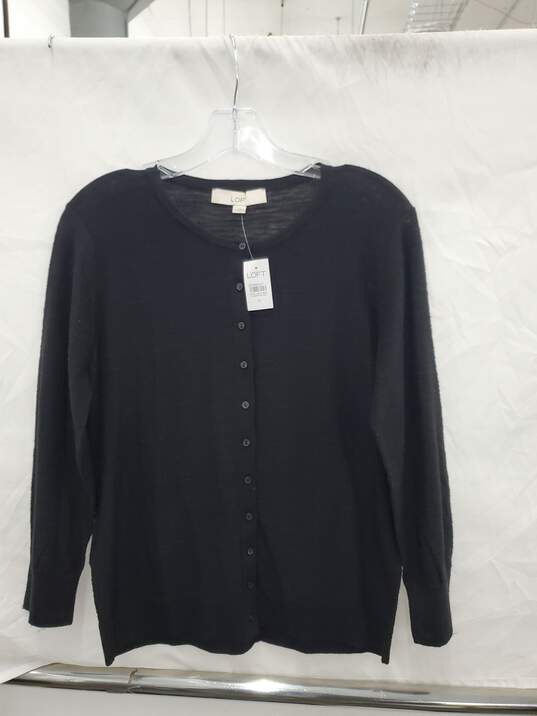 Loft Women Black Button Up Sweater Size-M New image number 1
