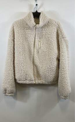 NWT BP. Womens Beige Long Sleeve Fleece Full-Zip Sherpa Jacket Size Medium