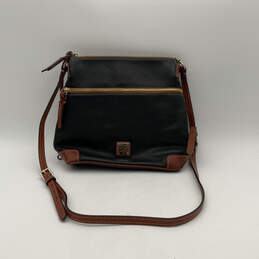Womens Black Brown Leather Inner Pockets Adjustable Strap Crossbody Bag