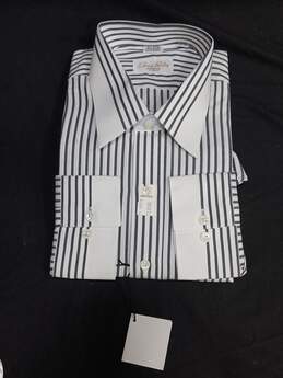 Irving Berlin Men's Black/White Striped Dress Shirt Size 43 with Tag