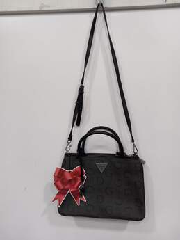 Guess Women's Azure Black/Dark Gray Monogram Satchel Crossbody Bag with Tags