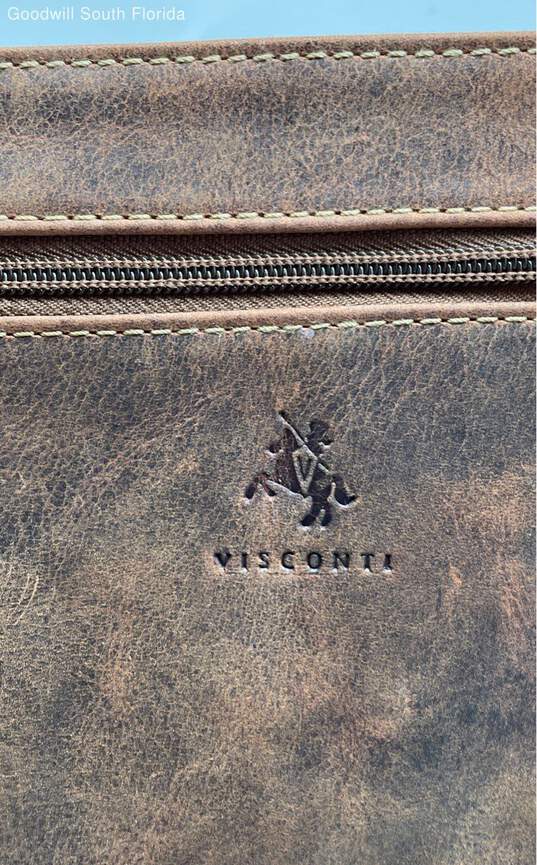 Visconti Mens Aspin Brown Leather Zipper Inner Pockets Messenger Handbag image number 3