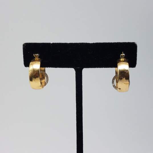 IMD 14k Gold Two Tone Hoop Earrings 3.2g image number 4