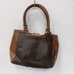 Calvin Klein Brown Monogram Tote Handbag Purse Shoulder