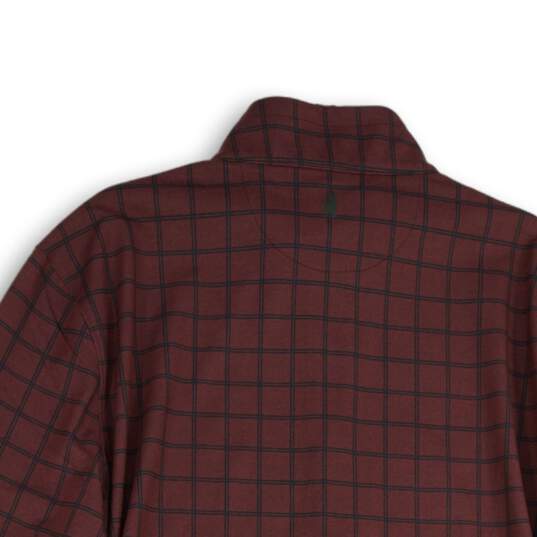 NWT Johnnie-O Mens Red Blue Plaid Long Sleeve 1/4 Zip Pullover Jacket Size XL image number 4