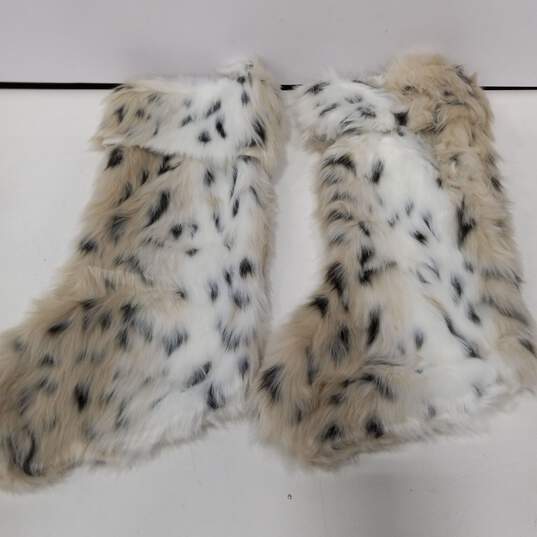 2pc Set of Kirkland's Faux Leopard Fur Christmas Stockings NWT image number 3