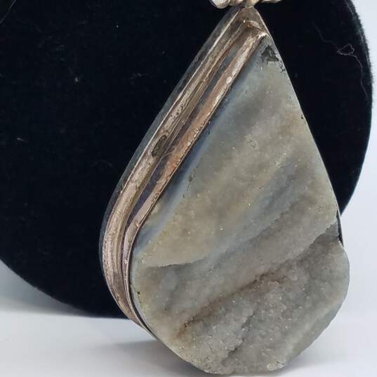 Sterling Silver Druzy Agate 2 Inch Pendant 20.8g image number 2