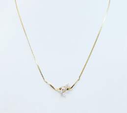 14K Yellow Gold 0.60 CTTW Diamond Floral Ribbon Pendant Necklace 4.6g