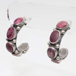 Artisan Lee Charley Signed Sterling Silver C Hoop Earrings