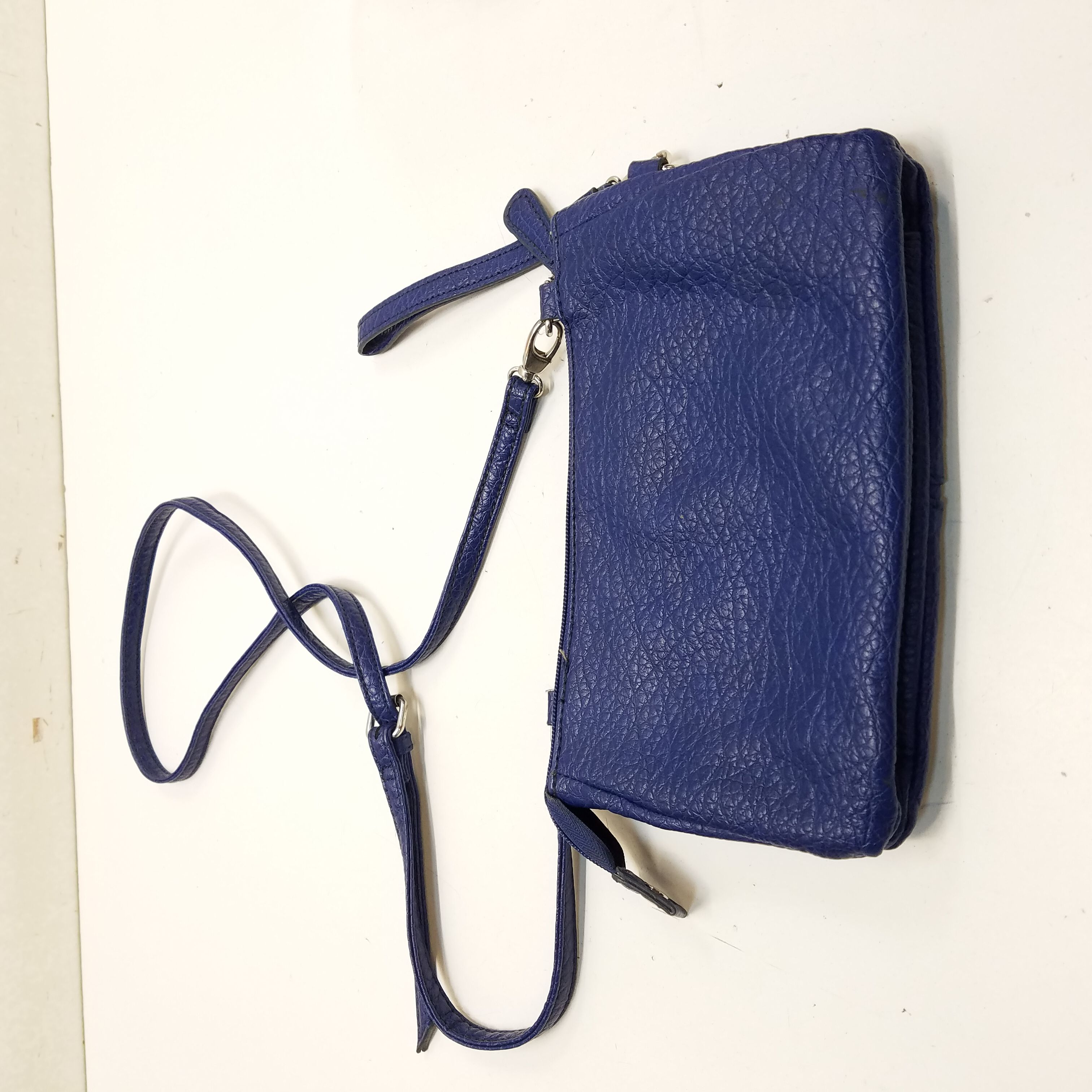small blue leather Tignanello crossbody purse... - Depop