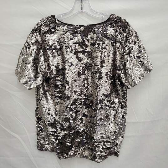 Vanessa Virginia WM's V-Neck Silver Sequin Blouse Top Size M image number 2