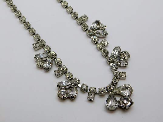 Vintage Icy Green & Clear Rhinestone Necklace Clip On Earrings & Bracelet 64.9g image number 6