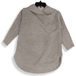 NWT 89th+Madison Womens Gray Heather Waffle Knit Cowl Neck Pullover Sweater Sz M alternative image