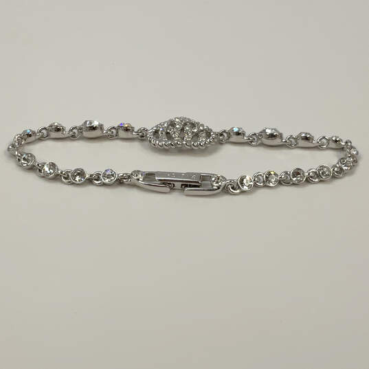 Designer Givenchy Silver-Tone Crystal Cut Stone Heart Charm Bracelet image number 2