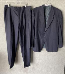Authentic Yves Saint Laurent Mens Navy Blue Suit Blazer And Pants Set Size 50R