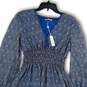 NWT Womens Blue Floral V-Neck Long Sleeve Stretch A-Line Dress Size Small image number 3
