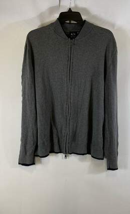 Armani Exchange Mens Gray Cotton Long Sleeve Full Zip Sweater Size X-Large