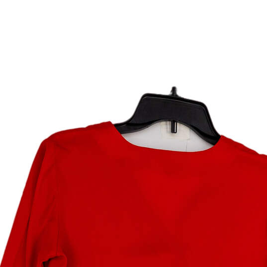 Womens Red Regular Fit V-Neck Long Sleeve Stretch Pullover Blouse Top Sz XS image number 4