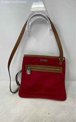 Michael Kors Red Brown Outer Pocket Crossbody Handbag