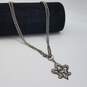 Sterling Silver Crystal Fleur De Lis Pendant Rolo Chain Double Strand Necklace 16 1/2 Inch 12.6g image number 3