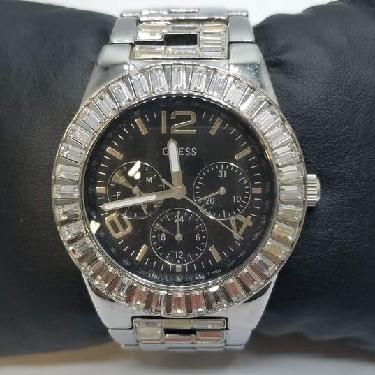 Rare Authentic Guess 38mm Case Crystal Bezel Chronograph Ladies U17511L1 Quartz Watch image number 2