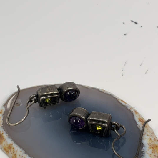 Designer Patricia Locke Silver-Tone Crystal Stone Fish Hook Drop Earrings image number 1