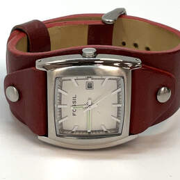 Designer Fossil Adjustable Leather Strap Rectangle Dial Analog Wristwatch alternative image