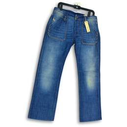 NWT Diesel Mens Blue Denim Medium Wash Straight Leg Jeans Size W30 L34